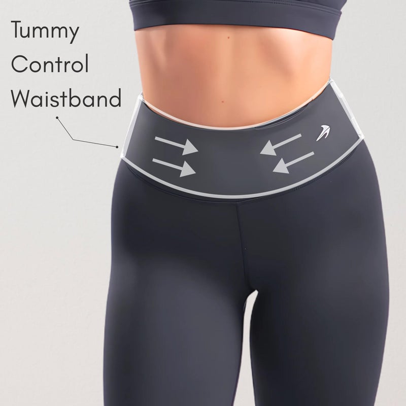 CompressionZ Women's Compression Leggings High Waisted Performance Shaping Gym, Pilates, Travel, Yoga, Workout Pants Carbon Gray Small - Image 5